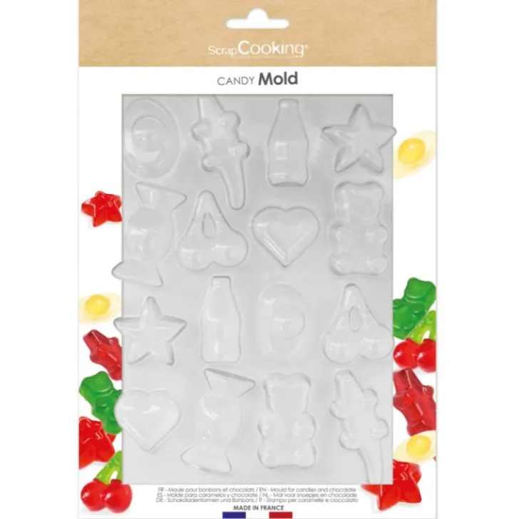 Moule multi-empreintes pour bonbons - Ourson, Croco, Cerise, Bouteille cola