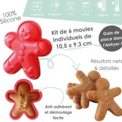 Moules silicone airfryer bonhomme pain d'épices x6
