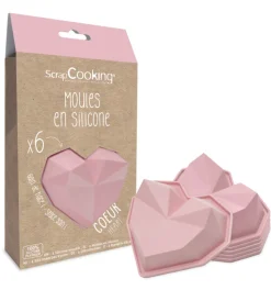6 moules silicone individuels Cœur diamant