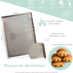 Plaque de cuisson perforée aluminium 30x40cm