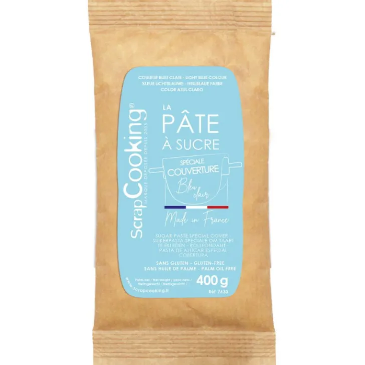 Pâte à sucre de couverture bleu clair 400g