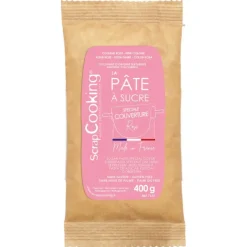 Pâte à sucre de couverture rose 400g
