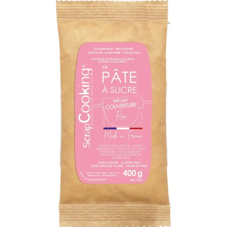 Pâte à sucre de couverture rose 400g