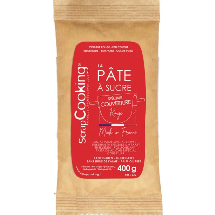 Pâte à sucre de couverture rouge - 400g