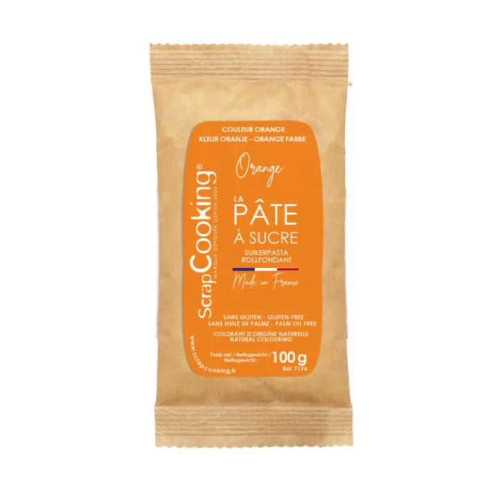 Pâte à sucre orange 100g
