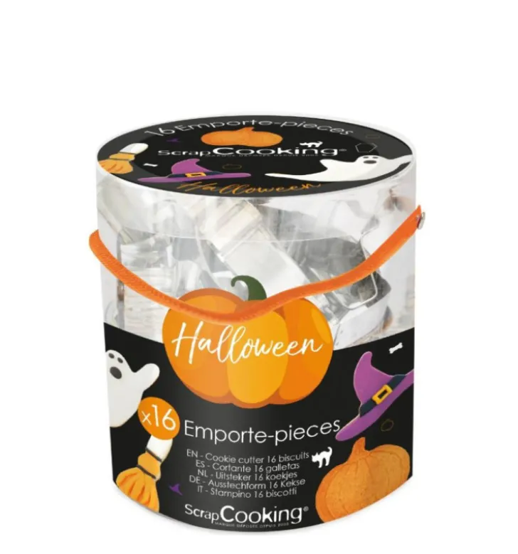 Seau 16 emporte-pièces acier Halloween