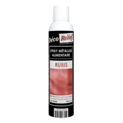 Spray colorant alimentaire métallisé en bombe rubis - 300 ml