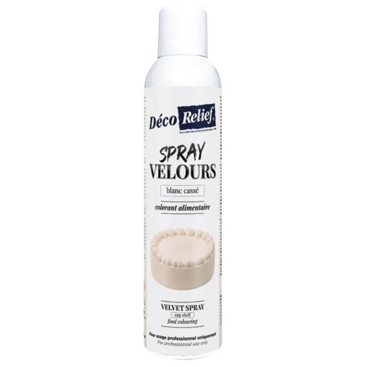 Spray velours alimentaire en bombe blanc cassé pour pâtisserie - 300 ml