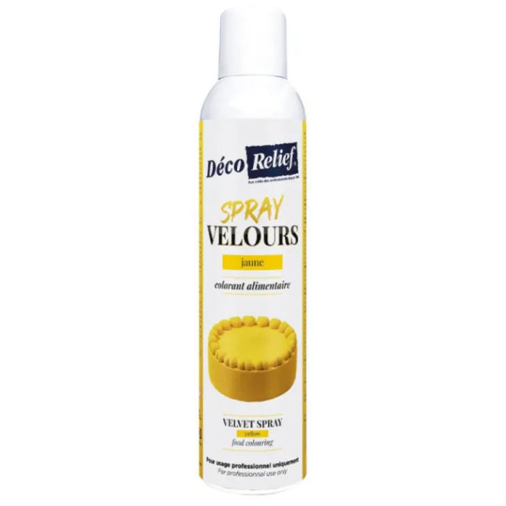 Spray velours alimentaire en bombe jaune pour pâtisserie - 300 ml