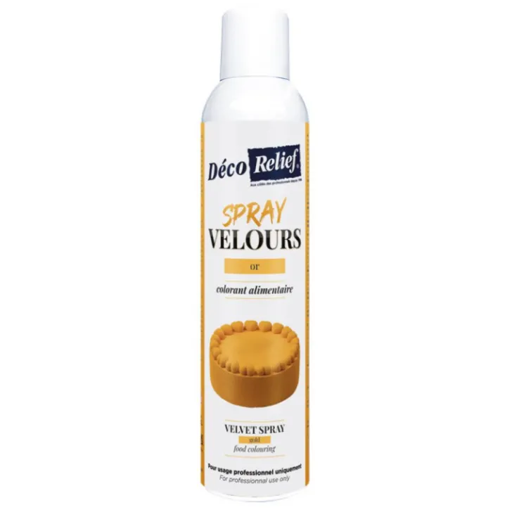 Spray velours alimentaire en bombe or effet velours pour pâtisserie - 300 ml