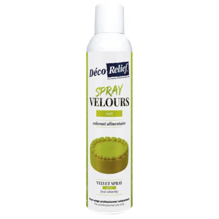 Spray velours alimentaire en bombe vert clair pour pâtisserie - 300 ml