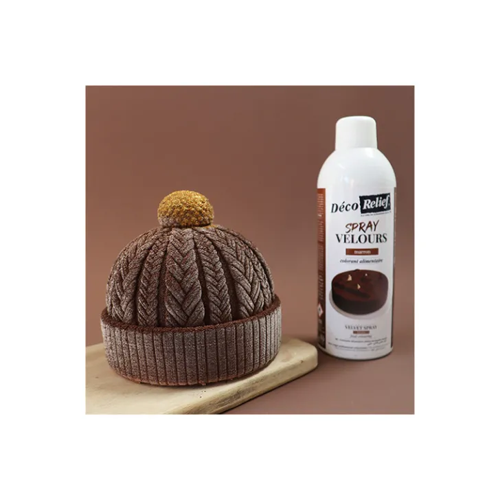 Spray velours alimentaire en bombe marron effet velours pour pâtisserie - 400 ml
