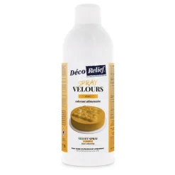Spray velours alimentaire en bombe or/jaune effet velours pour pâtisserie - 400 ml