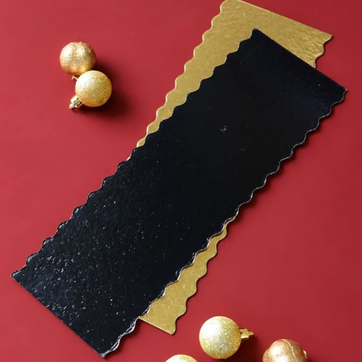 5 supports cakes/bûches or/noir 30x10cm