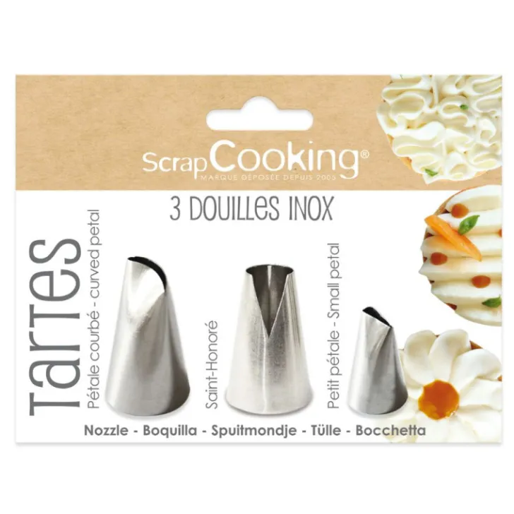 Trio de douilles inox pour le pochage de tartes